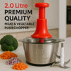 2L Manual Food Chopper | Stainless Steel Bowl & 4 Sharp Blades Random Colour