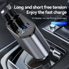 4-in-1 Retractable Car Charger | Dual USB & USB-C PD Fast Charging, 100W