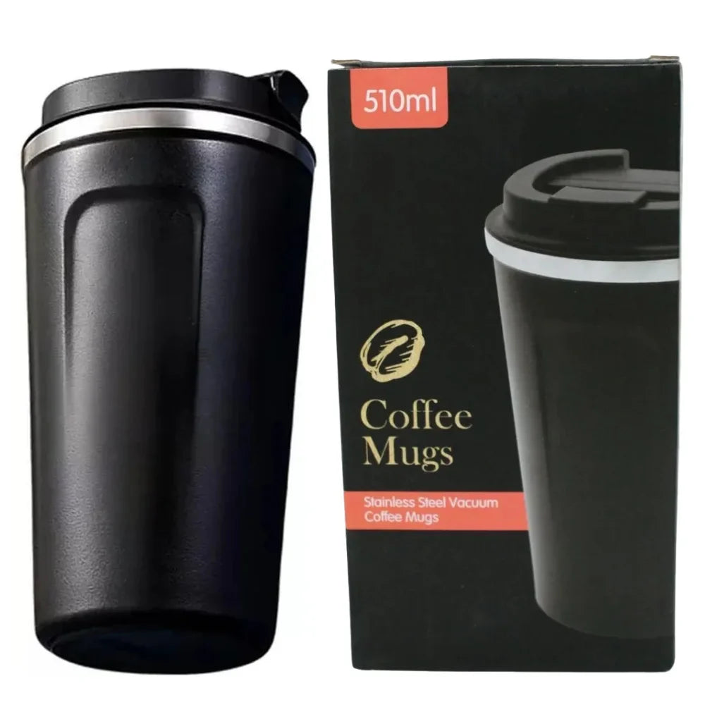 Black Stainless Steel Vacuum Insulated Thermos Flask Travel Mug with Temperature Display