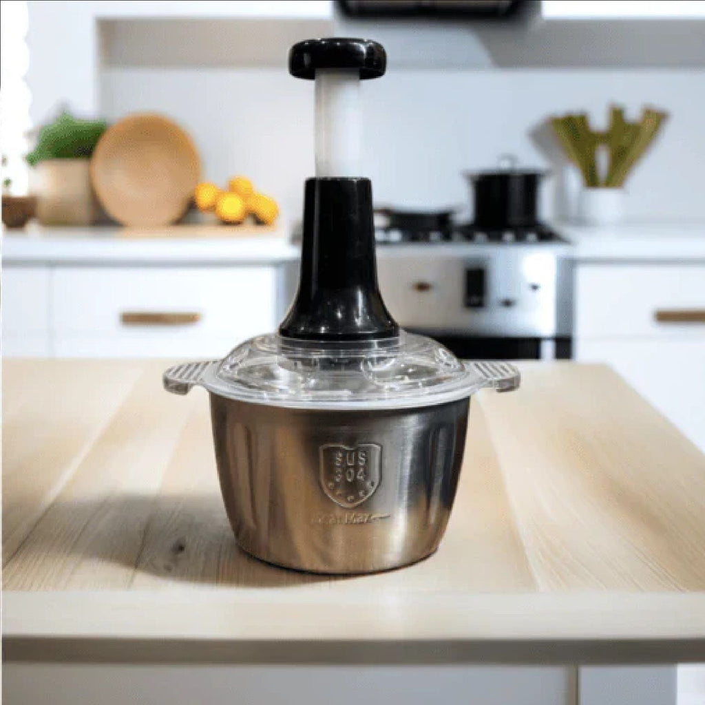 2L Manual Food Chopper | Stainless Steel Bowl & 4 Sharp Blades Random Colour