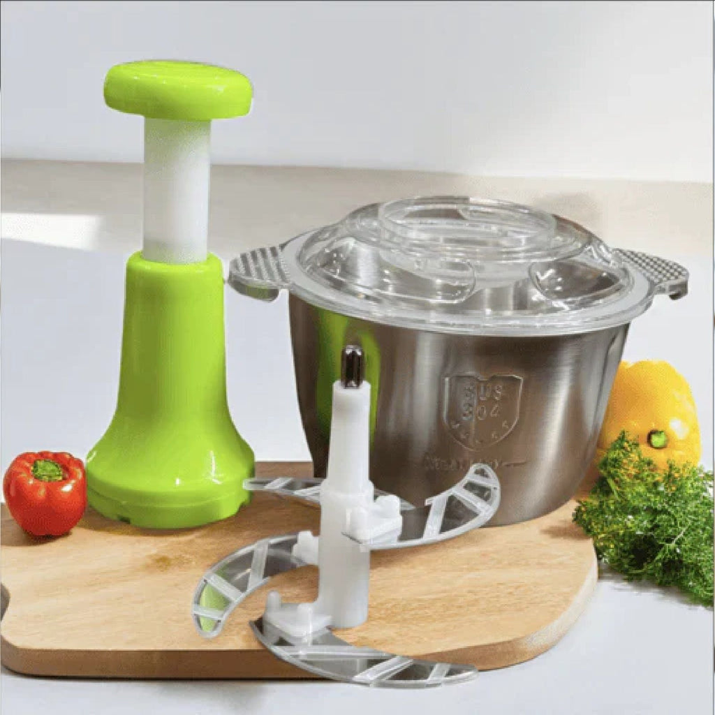 2L Manual Food Chopper | Stainless Steel Bowl & 4 Sharp Blades Random Colour