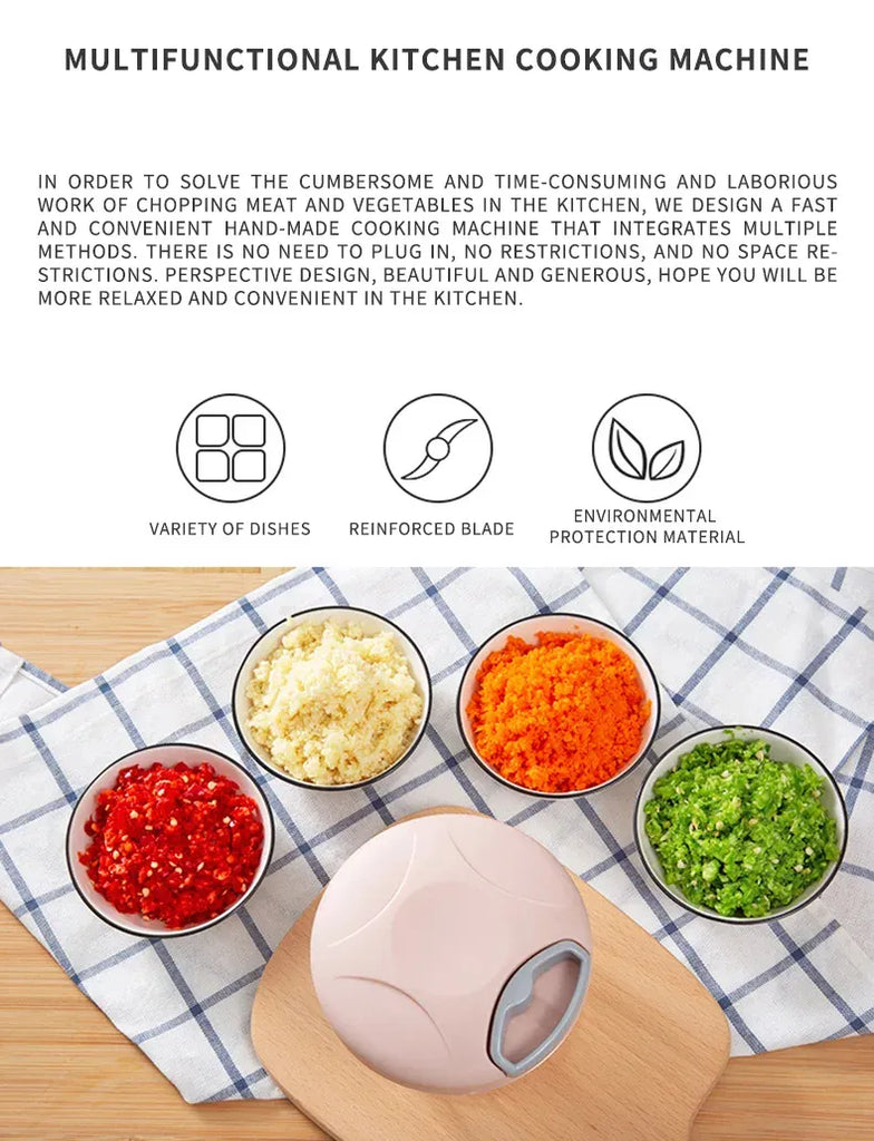 5 Blades Manual Vegetable Chopper Cutter Hand Pull Food Chopper