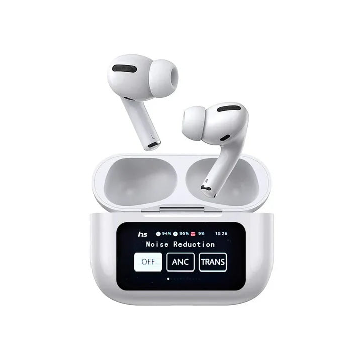 White A9 Pro ANC Bluetooth 5.4 Wireless Earbuds with Smart Screen and Active Noise Cancellation