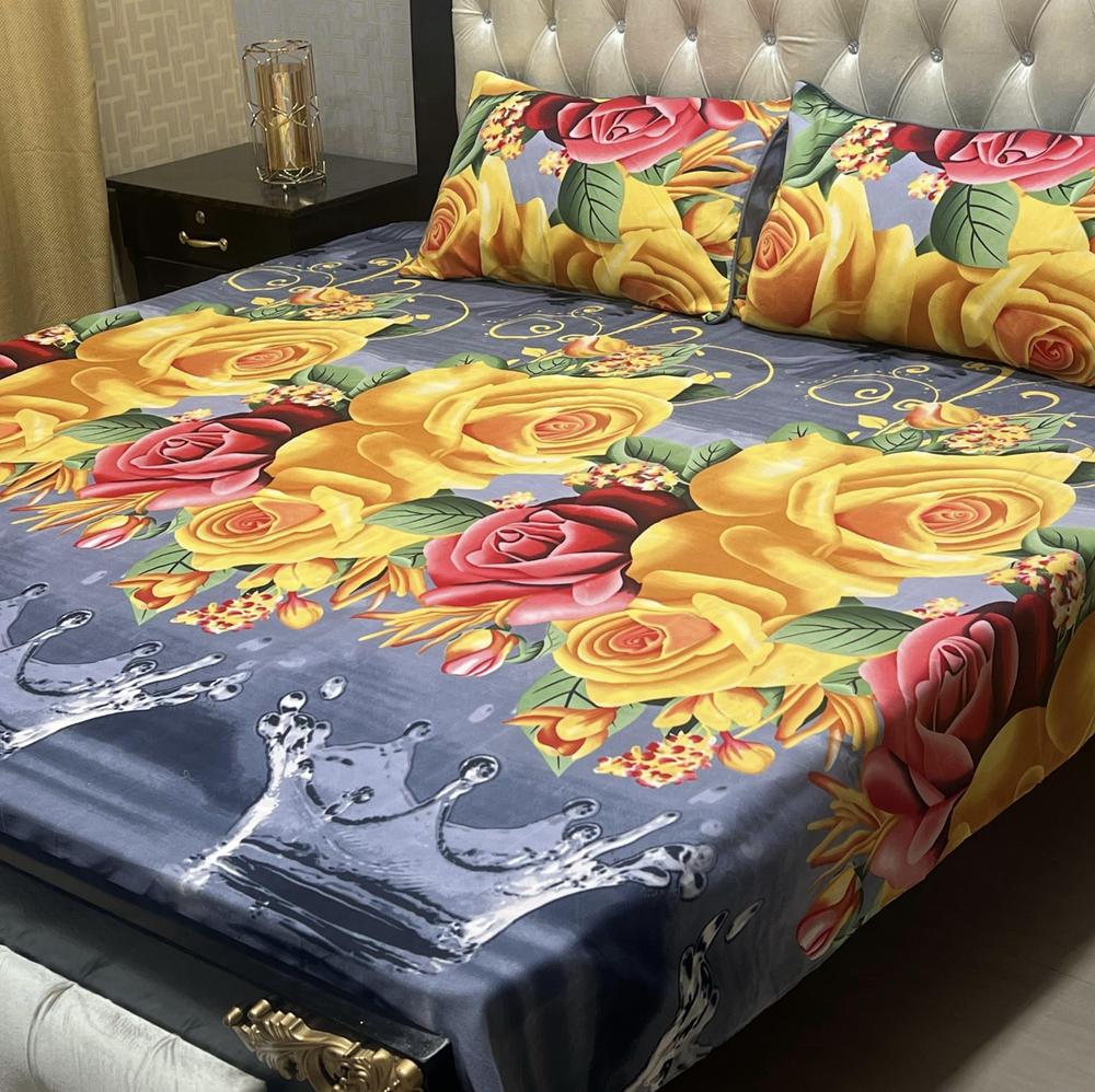 Cotton Printed Double Bedsheet 3 Pcs
