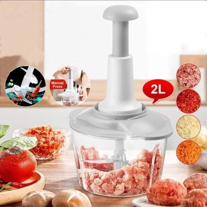 2 Liter | Manual Hand Push Chopper & Multifunctional Mixer