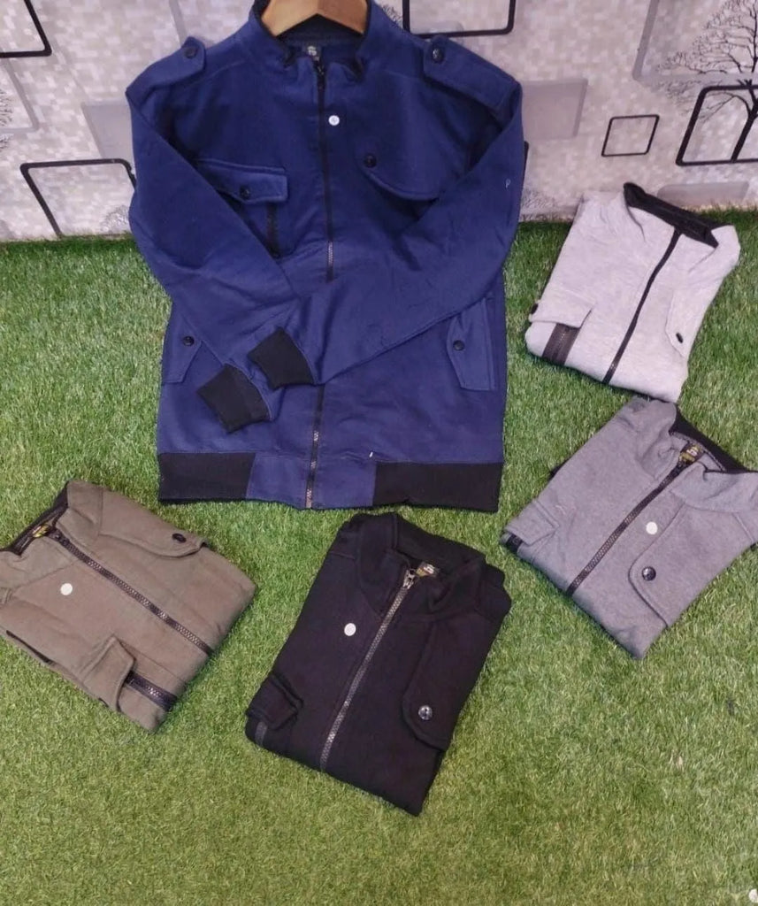 Men's Fleece Plain Bomber Jacket