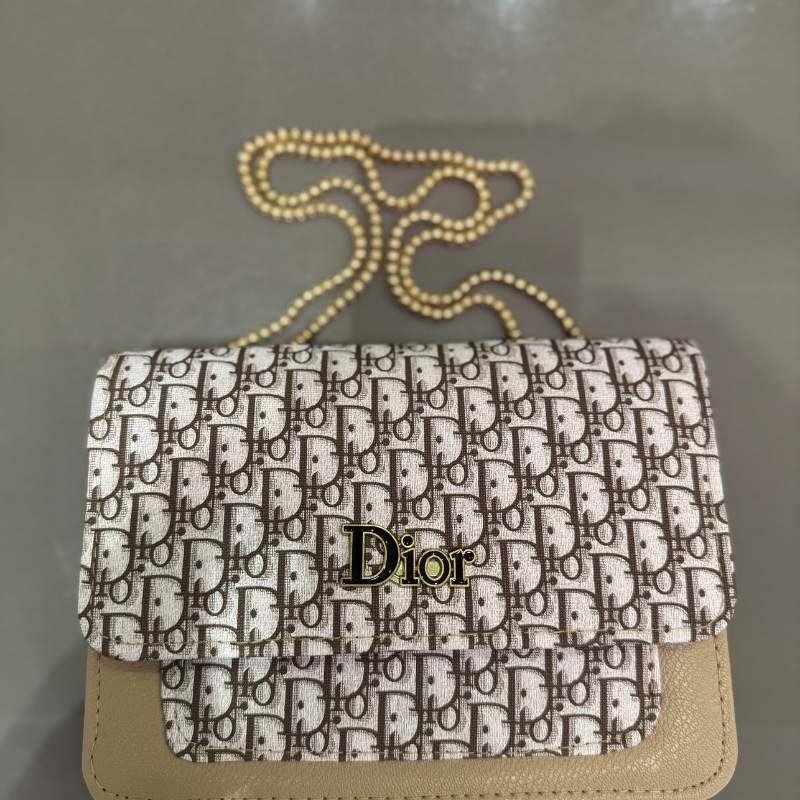 Dior Oblique Canvas & Leather Flap Clutch