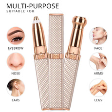 2-in-1 Flawless Facial Hair Remover & Eyebrow Trimmer | USB Rechargeable, Painless & Portable | Pink