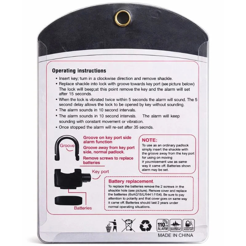 High-Security Gembok Alarm Lock