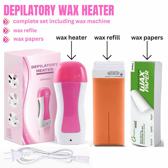 3-in-1 Wax Heater Machine for Hair Removal | Wax Heater Machine + Wax Cartrdige + Wax Strips