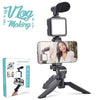 AY-49 Video Making Kit | All-in-One Vlogging Tripod with Wireless Remote, Microphone, LED Light & Mobile Holder