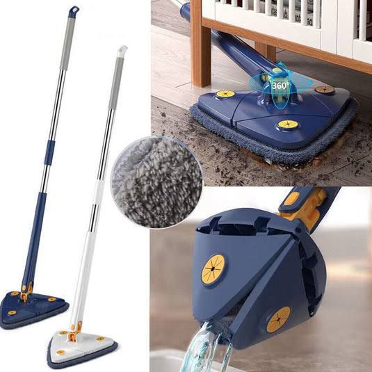 360° Twist Rotatable Triangle Mop with Long Handle Auto Squeeze Design for Floor, Wall, and Ceiling Cleaning
