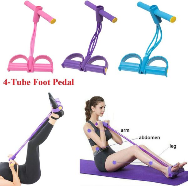 Tummy Trimmer | Foot Pedal Resistance Band | Elastic Sit-Up Pull Rope | Fitness & Yoga Trainer | Random Colors