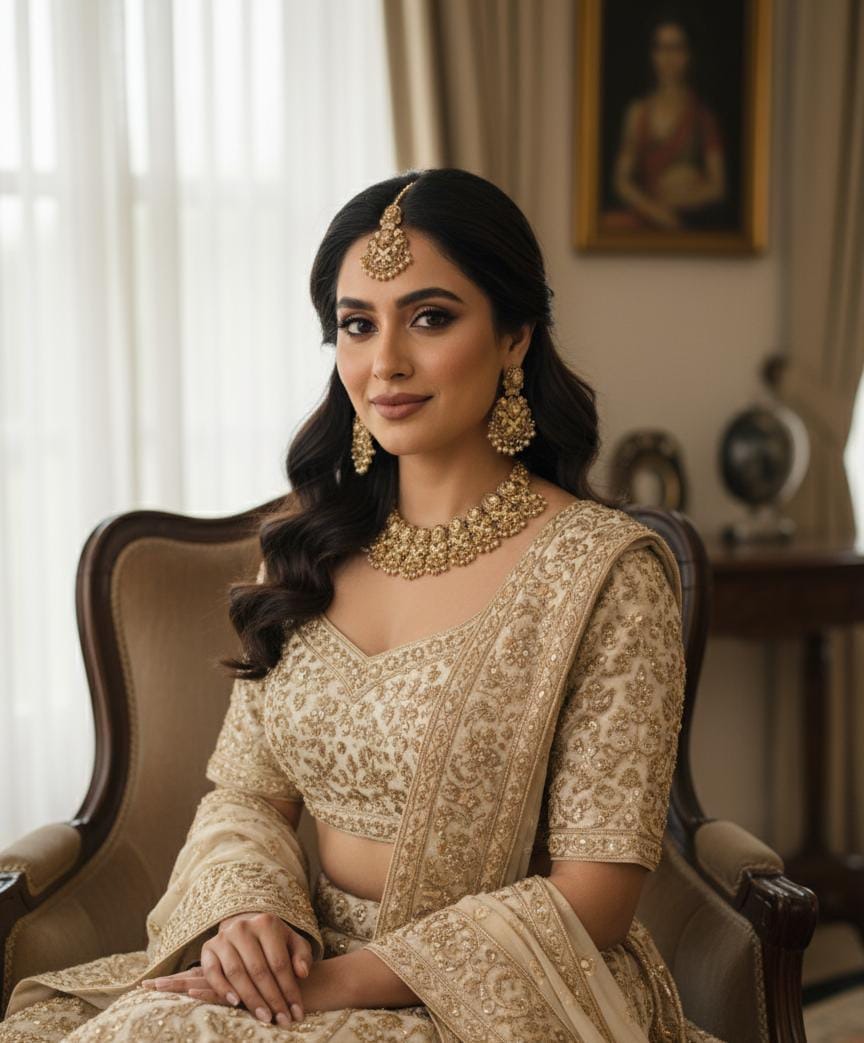 Gold Plated Necklace Set with Earrings and bindiya