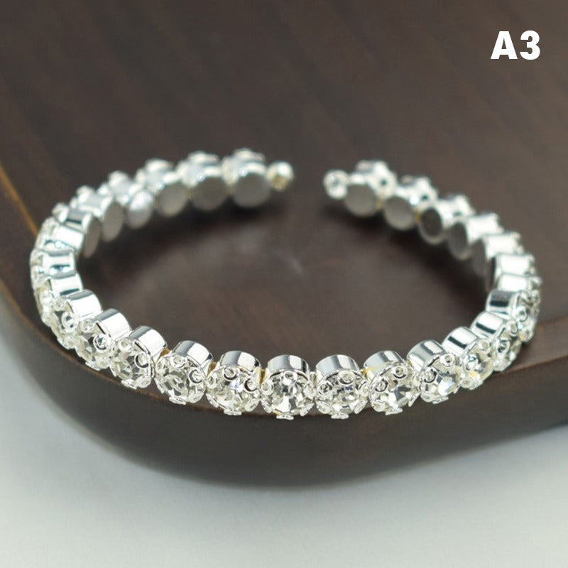 Crystal Pearl Bracelet Ladies Rhinestone Multi-layer Adjustable Bangles