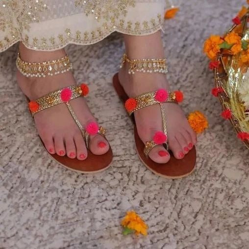 New Elegant Female Kundan Gold Anklet