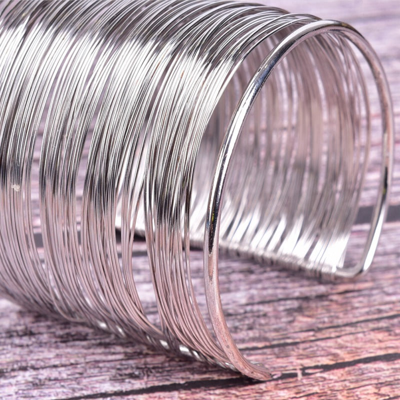 Multilayer Metal Wires Strings Open Bangle Wide Cuff Bracelet