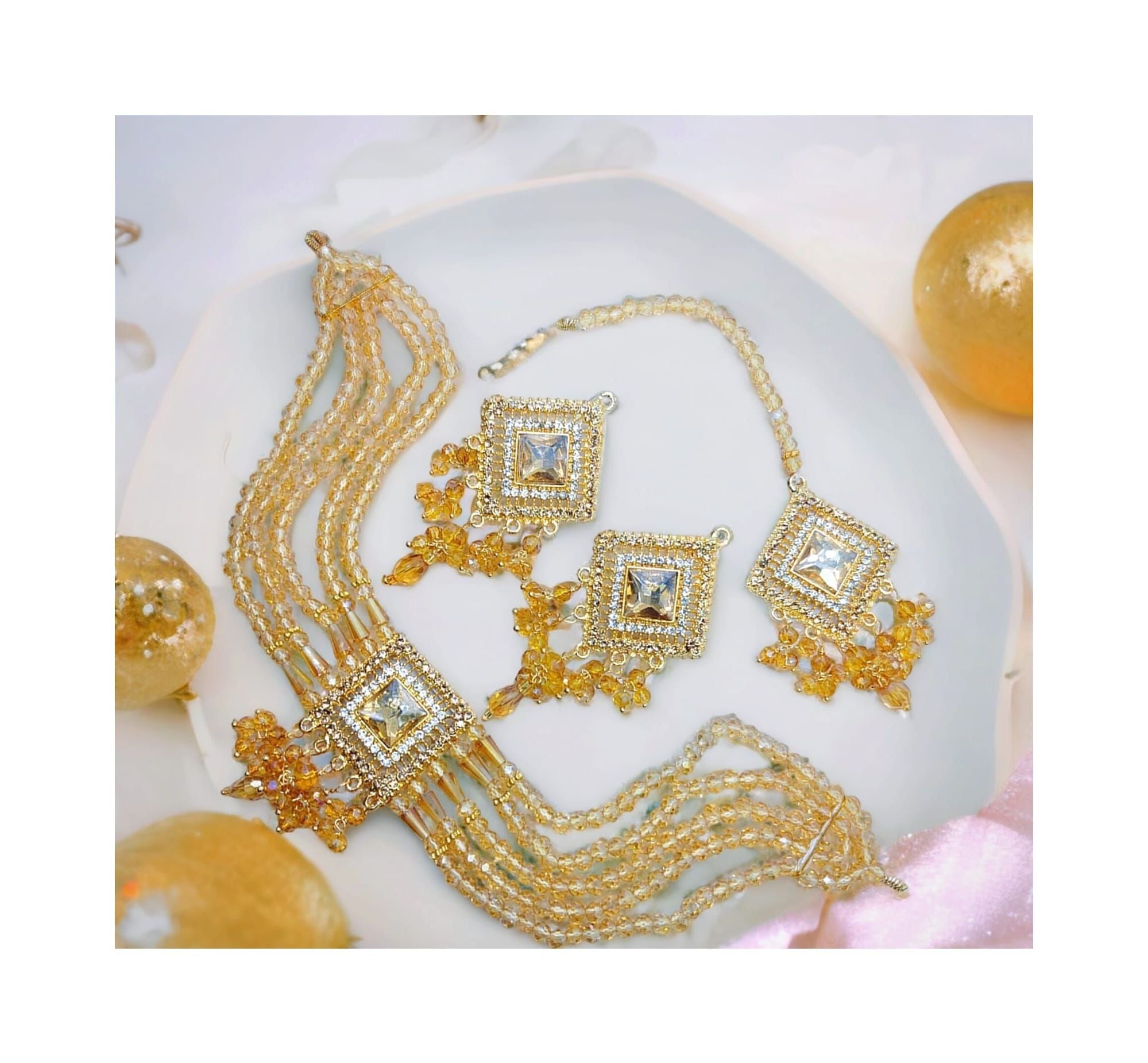 Pearl Choker Patti Set with Earrings and tika