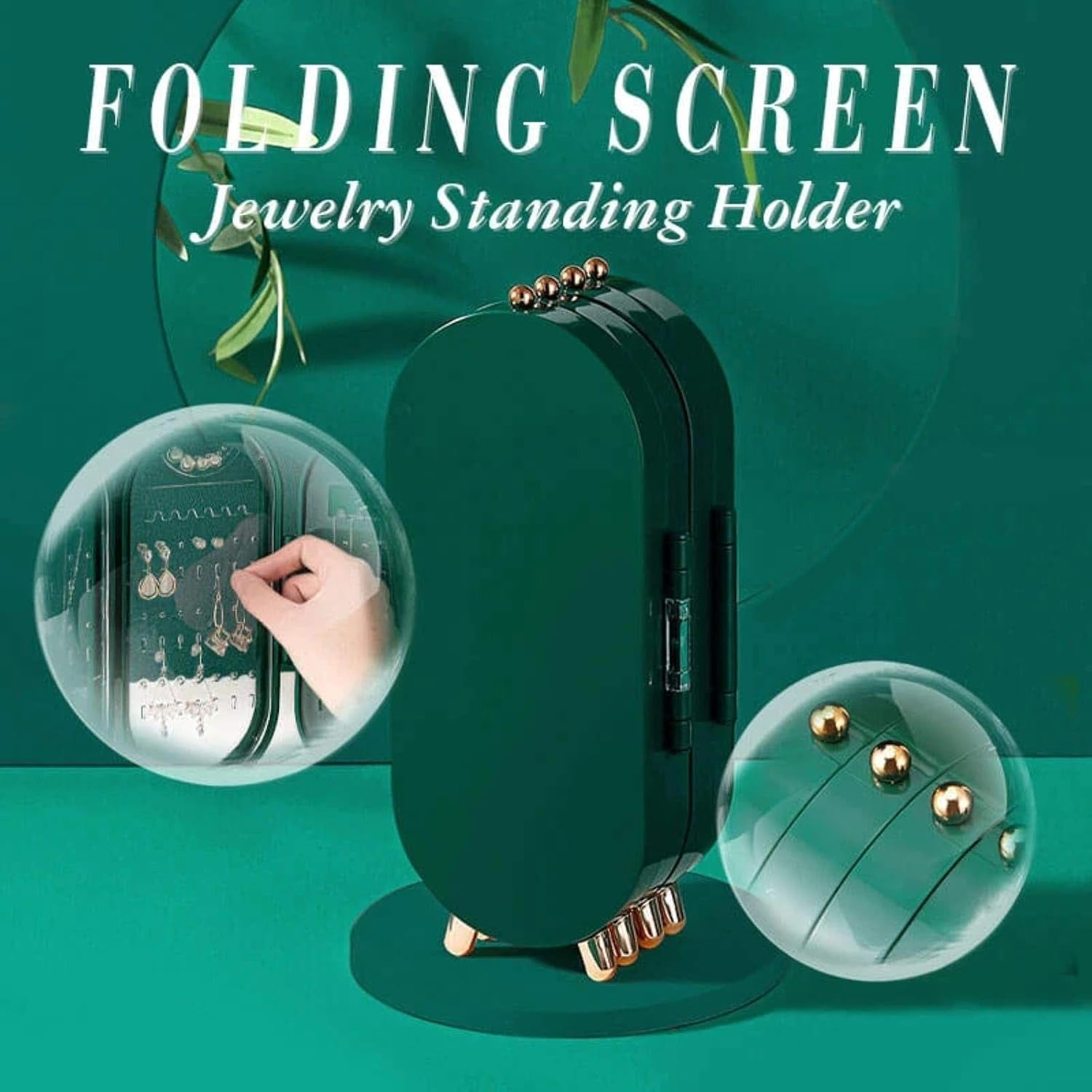 Foldable Jewelry Box Organizer with Mirror