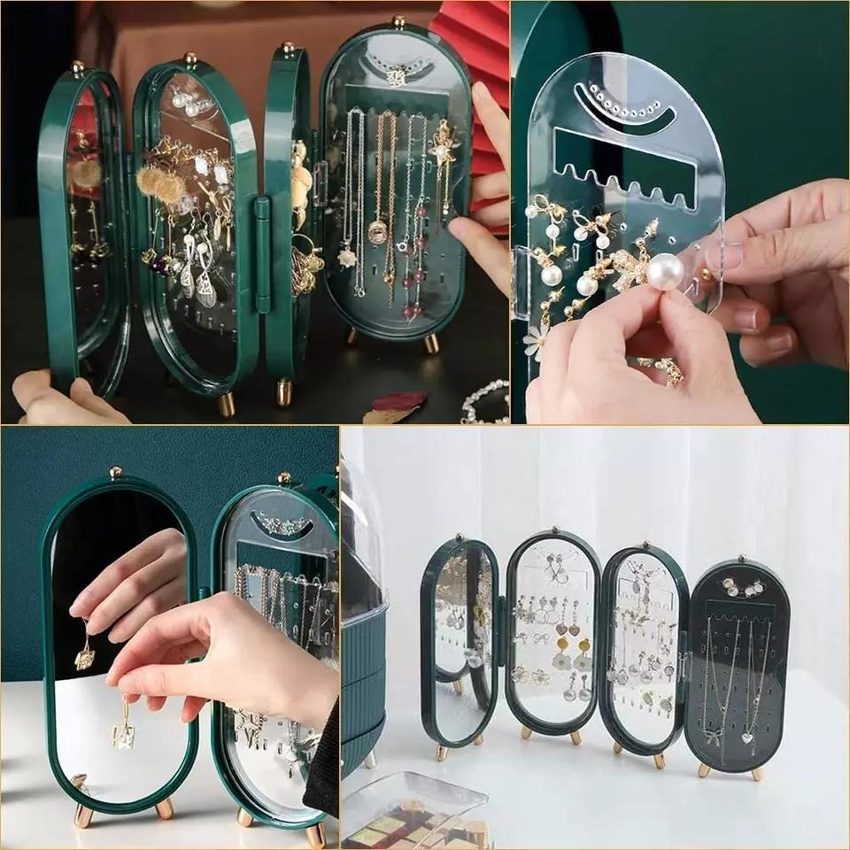 Foldable Jewelry Box Organizer with Mirror