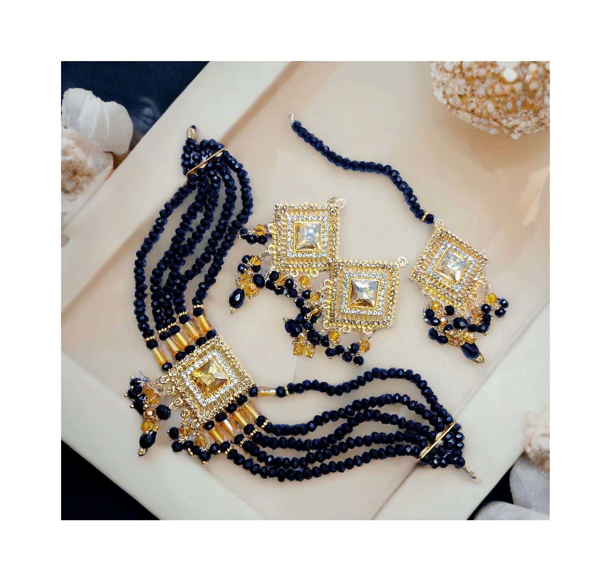 Pearl Choker Patti Set with Earrings and tika