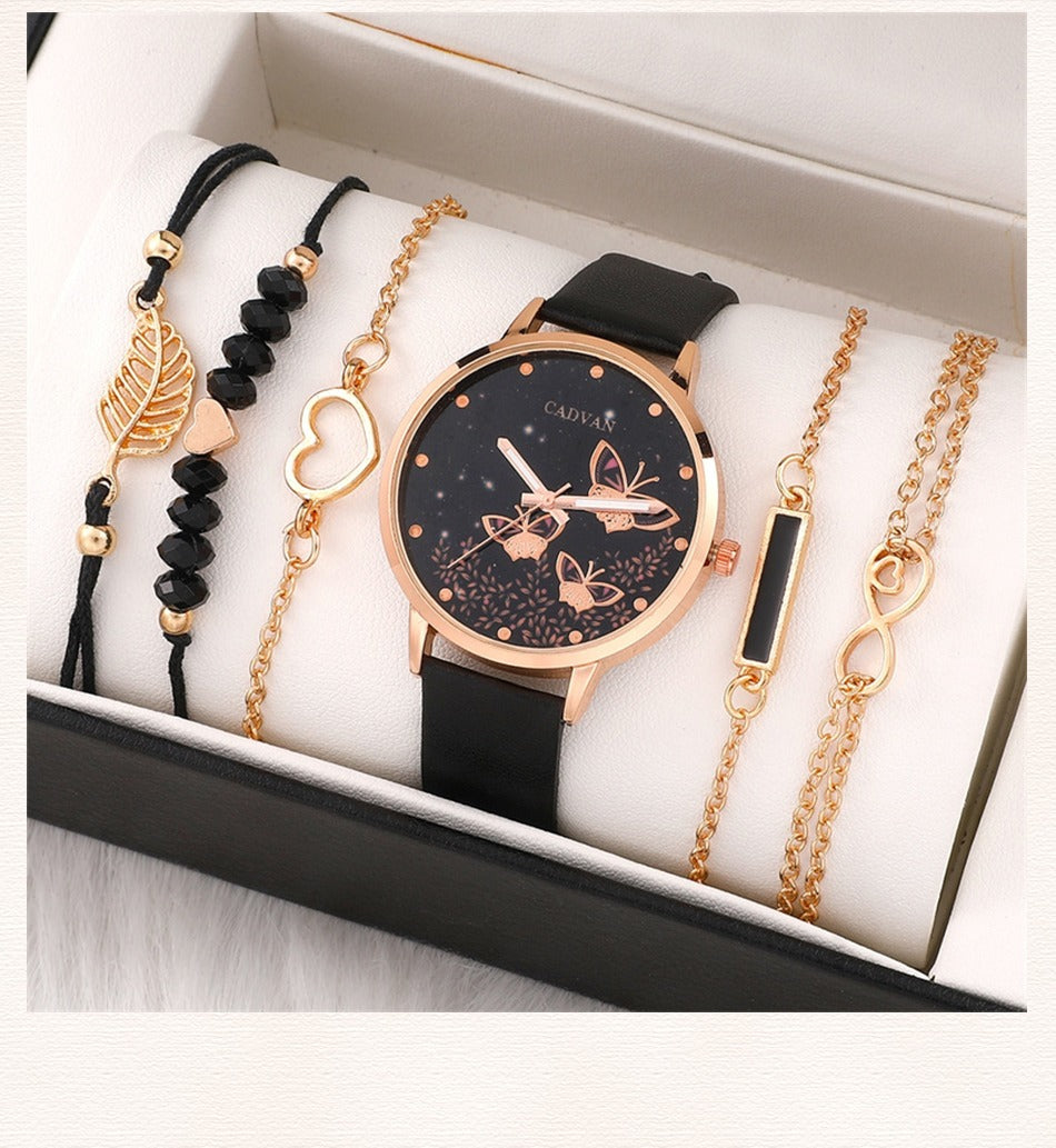 6pcs Set Womens Watches Ladies Fashion Butterfly