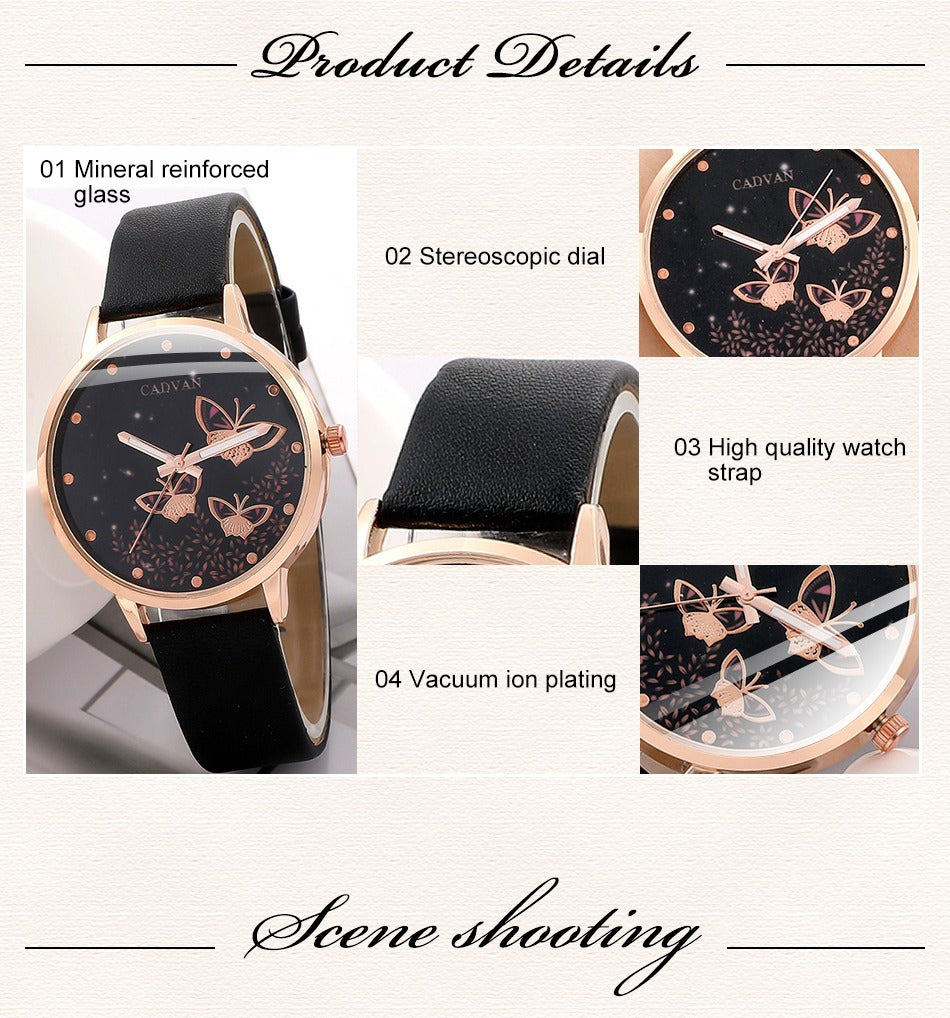 6pcs Set Womens Watches Ladies Fashion Butterfly