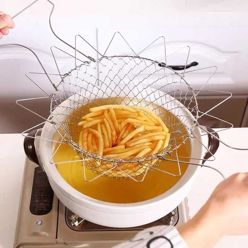 12 IN 1 Vegetable Frying, Foldable Strainer, Chef Basket