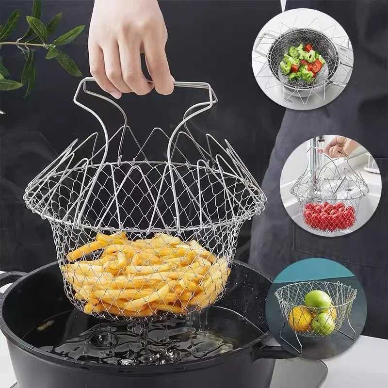 12 IN 1 Vegetable Frying, Foldable Strainer, Chef Basket